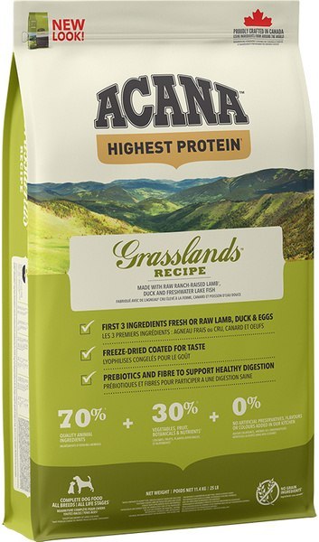 Acana highest protein grasslands recipe z jagnięciną i kaczką 11,4kg