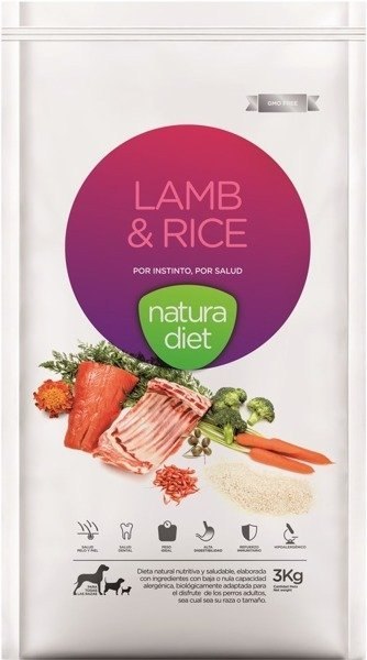 Natura Diet lamb rice jagnięcina z ryżem bez zbóż dla dorosłych psów wszystkich ras 12kg