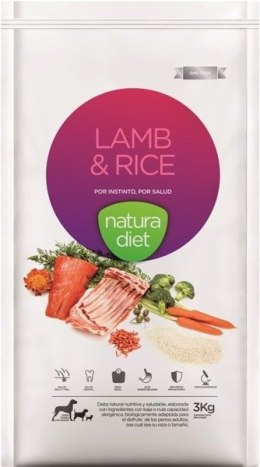 Natura Diet lamb rice jagnięcina z ryżem bez zbóż dla dorosłych psów wszystkich ras 3 kg