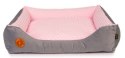 Lauren Design legowisko CEZAR kanapa różowa velvet + szara minky 70x60cm