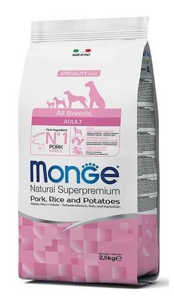 Monge adult monoprotein wieprzowina z ryżem 2,5kg