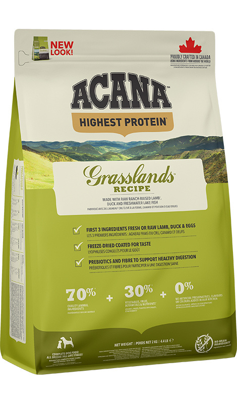 Acana highest protein grasslands recipe z jagnięciną i kaczką 2kg