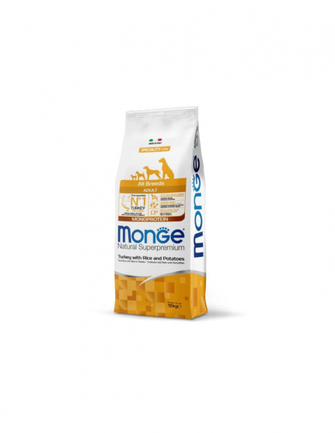 Monge adult monoprotein indyk z ryżem 12kg