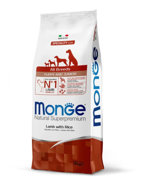 Monge monoprotein puppy junior jagnięcina z ryżem 12kg