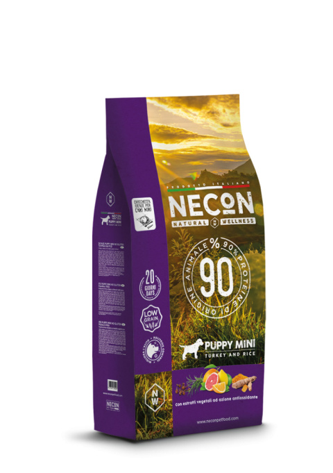 NECON Natural Wellness puppy mini - karma dla szczeniąt małych ras z indykiem wieprzowiną i ryżem 10 kg